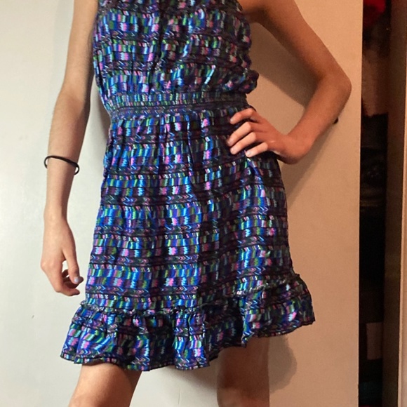 Summer Bohemian Blue Multi Smocked Beach Dress Small - Picture 4 of 7